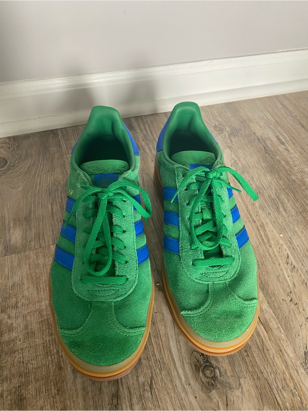 adidas Green and Blue Suede Platform Sneakers - Picture 5 of 8